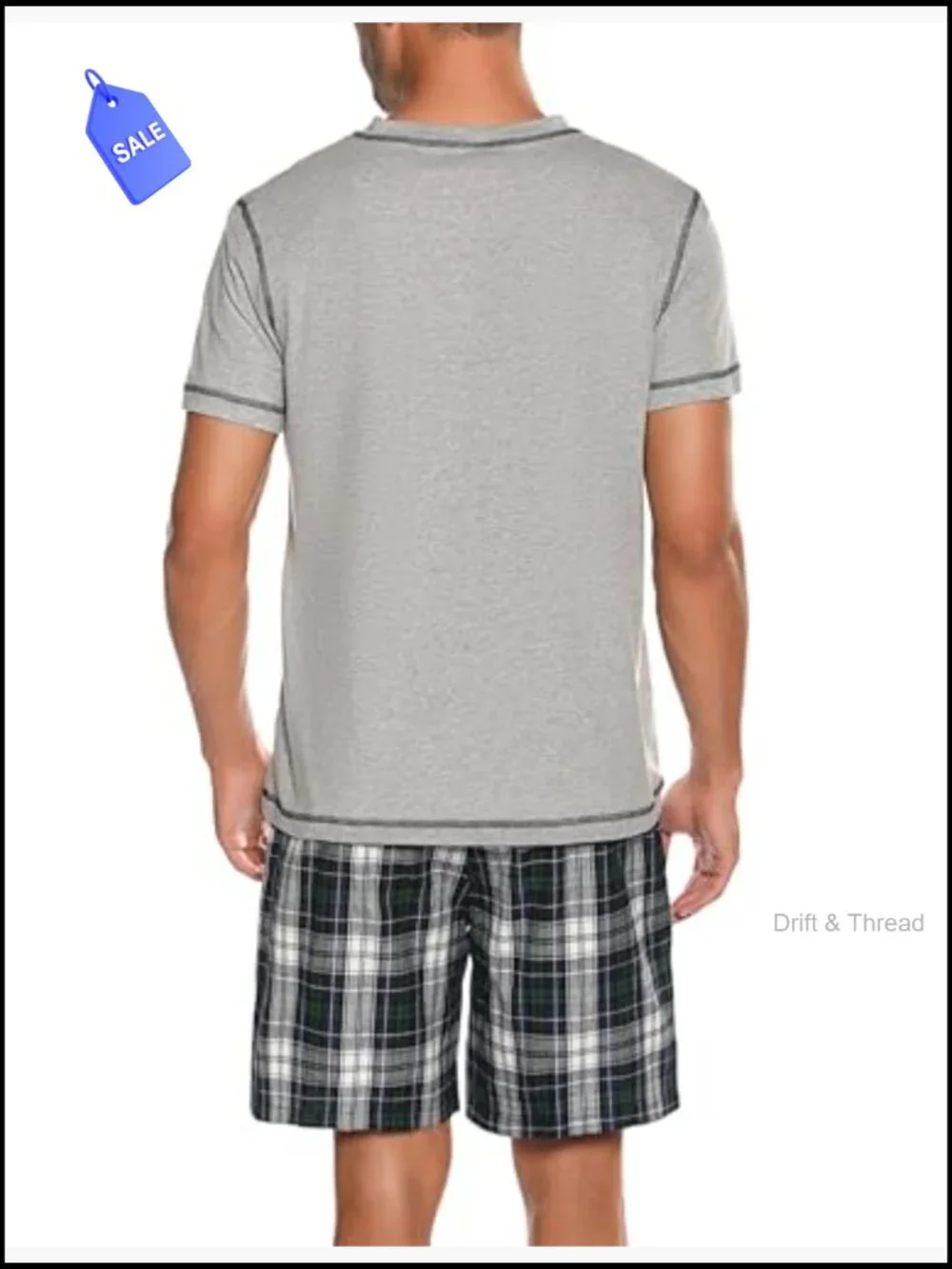 Men's Cotton Pajama Set 2-Piece Short Sleeve Sleepwear Lounge Shorts